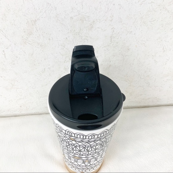 Cypress Home Ceramic Travel Mug With Lid Julie Comstock Geometric Pattern - Picture 3 of 9